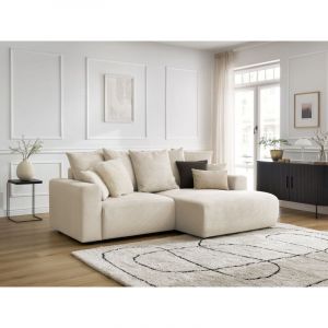 Bobochic Canap&eacute; d'angle convertible Canap&eacute; d'angle convertible coffre atilla velours c&ocirc;tel&eacute; Angle droit Beige - Beige