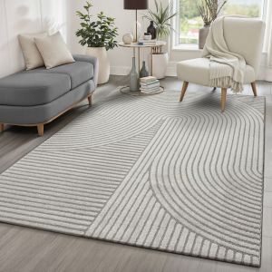 Everest tapis salon chambre court poil 3d doux gris