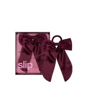 Slip Pure Silk Hair Bow - Crimson Élastique cheveux