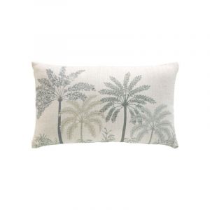 Coussin déhoussable 30 x 50 cm – Polyester/Lin imprimé Palméa Vert
