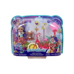 Coffret enchantimals poup&eacute;e danessa biche aavec v&eacute;lo avec sprint - figurine 15cm + animal et accessoires - mini-poupee
