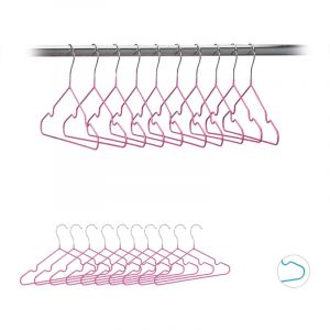 Relaxdays Cintres enfants set de 20 cintres bébé décoratif chemises fer revêtement pvc 30 cm, rose