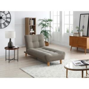 Méridienne clic clac en tissu taupe ESTEBAN