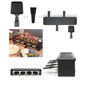 Livoo Appareil Raclette-Grill-Plancha 800W 4 PERSONNES 4 po&ecirc;lons + 4 raclettes HQ