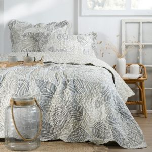 LOVELY CASA Couvre lit boutis r&eacute;versible 240x220 avec 2 taies GALLY