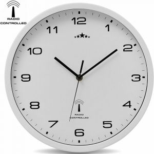 Deuba Horloge Murale blanche radio pilotée changement heure automatique - Ø 31cm