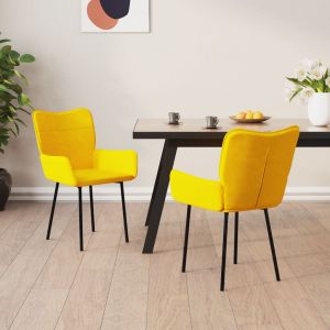 VidaXL Chaises de salle &agrave; manger 2 pcs Jaune Velours 344827