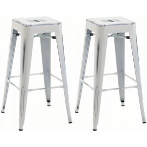 CLP Tabourets de bar - Joshua V2 - Métal - Blanc antique