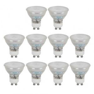 Lot de 10 ampoules LED GU10 Verre 4,9W 4000K ASLO