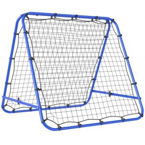 Homcom Filet de rebond double face - 91 x 91 cm - pliable - r&eacute;glable dans 5 angles - structure en acier - bleu