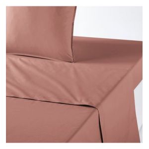 Drap plat uni en percale de coton biologique Rose Couleur Rose Taille 240 x 290 cm