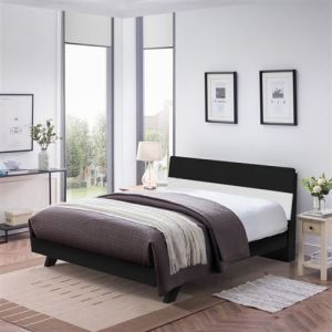 Lit 2 places design moderne en bois 160x190 avec sommier &agrave; lattes Landeck