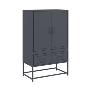 VidaXL Buffet haut anthracite 68x39x111,5 cm acier laminé à froid, armoire latérale, armoire de rangement haute, vitrine haute, armoire haute