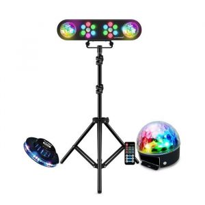 BMI Pack jeux de lumières LyteQuest RAINBOW, Portique, PAR LED, PAR BALL 3W, Mode Audio, Auto, Télécommande, SONO DJ Animation