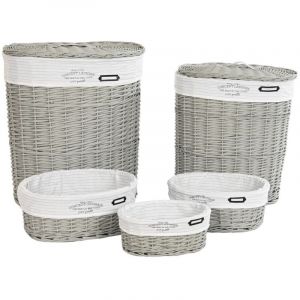 Lot de paniers gris polyester osier (51 x 37 x 56 cm)