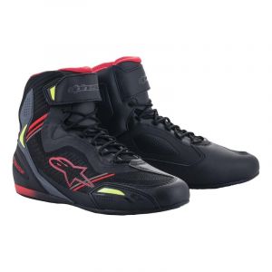 Alpinestars Baskets moto Faster 3 Rideknit noir/rouge/jaune fluo- 45