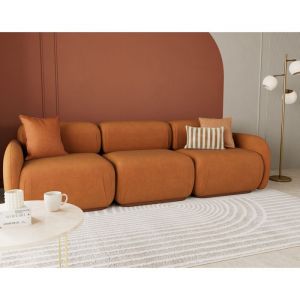 Canapé modulable 3 places en velours texturé terracotta