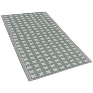Beliani Tapis extérieur vert au motif croix blanches 90 x 180 cm ROHTAK