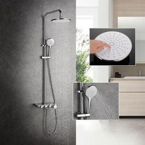 Image de Ubeegol - Colonne de Douche Chromé Système de douche avec Plateau de Rangement Ensemble de Douche pour Salle de Bain 3 Fonctions