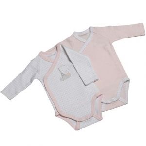 Sauthon Lot de 2 bodies blanc/rose 1 mois Lilibelle