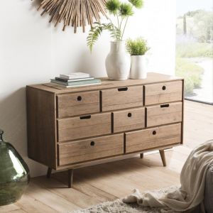 Image de Inside75 Commode scandinave 8 Tiroirs ANDY En Bois sapin - marron