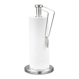 Relaxdays Porte-rouleau papier essuie-tout, vertical, inox brossé, cuisine, distributeur, H x D : 34 x 15 cm, argenté