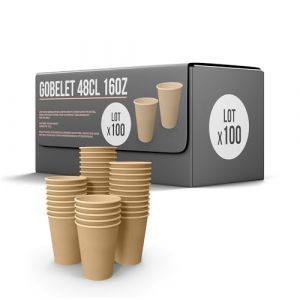 Image de Lot de 50 Gobelets 48cl /16oz Jetables en Carton Kraft 100% Biodégradable - Gobelet à café en papier 480ml Thé