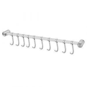 Intirilife Barre de Suspension de Cuisine en Acier Inoxydable avec 10 Crochets - 52.6 x 3.4 x 2.2 cm - Barre de Suspension de Cuisine Barre de Suspension de Cuisine Support Mural