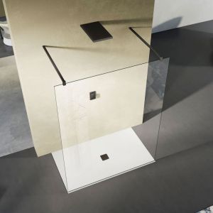 Paroi de douche à l'Italienne avec entrée des deux cotés Paroi de douche avec 2 barres de fixation en noir mat 160x200 - Grand Verre