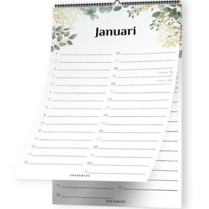 Systemyze Birthday Calendar Adults - Calendriers d'anniversaire - Calendrier mural - 23 x 16cm - Botanic Leaves