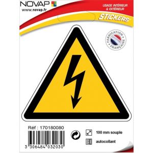 Novap Panneau Danger éléctrique - Adhésif Triangle 100mm - 4032030