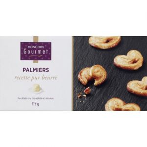Monoprix gourmet Les palmiers, feuillet&eacute; au croustillant intense - Le paquet de 115g