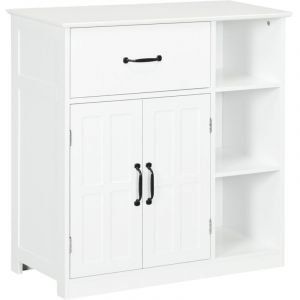 Kleankin - Meuble salle de bain - meuble bas 2 portes étagère tiroir 3 niches - 80x34x81cm - blanc noir
