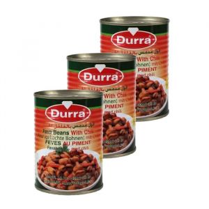 Durra Lot 3x F&egrave;ve foul medammes chili - Bo&icirc;te 400g
