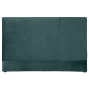 Image de Miliboo Tête de lit avec motif géométrique en velours bleu paon L170 cm RIGA