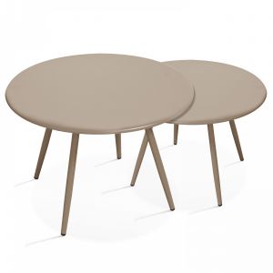 Oviala Tables basses gigognes rondes Palavas - Taupe