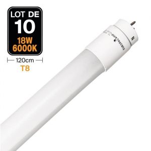 Europalamp Lot de 10 Tubes Neon LED 18W 120cm T8 Blanc Froid 6000K Gamme Pro