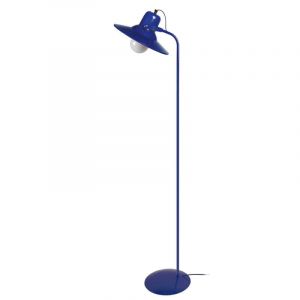Tosel Lampe sur pied fabriquée en acier et abat-jour conique dans une finition bleue Lodge