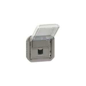 Legrand Prise informatique RJ45 catégorie 6 ftp étanche à volet Plexo IP55 avec enjoliveur finition gris - Gris