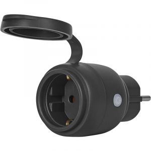 Osram SMART+ MATTER prise extérieure, prise extérieure avec contrôle de la consommation d'énergie en noir en PP, protection IP44, intégration d'appareils dans la maison connectée