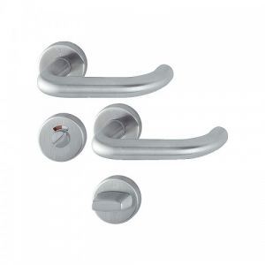 Hoppe B&eacute;quille double sur rosace carr&eacute; de 7 pour porte Ep. 35 &agrave; 45 mm en inox finition inox mat bec-de-cane - Paris FRANCE EURL