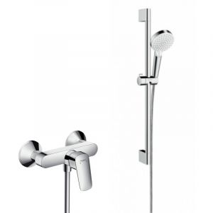 Image de Hansgrohe Set de douche Mitigeur Logis + Douchette 2 jets + Barre 65 cm + Flexible, Chrome (71600000-CROMETTA)