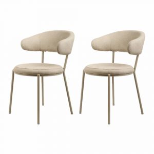 Ensemble de 2 chaises de salle à manger beige en tissu