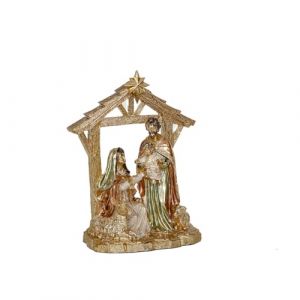 Romimex Cr&egrave;che de No&euml;l Multicolore en r&eacute;sine 22 x 28 x 11 cm