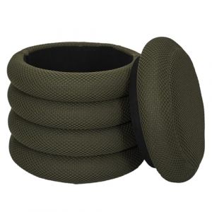 The home deco factory HOME DECO FACTORY, HD0427, Pouf Rangement Atome Kaki - Design Élégant et Pratique, Idéal pour Salon ou Chambre, Confort Optimal, Polyvalent, Facile à Entretenir - Taille 37x42x37 cm, Kaki