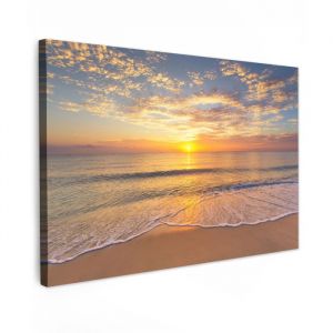 TABLEAU SUR TOILE Plage - Coucher de soleil - Mer Tableau Cuisine D&eacute;coration murale 90x60 cm