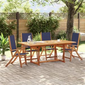 VidaXL Ensemble à manger de jardin 5pcs bois d'acacia solide textilène, ensemble à manger d'extérieur, meuble de salle à manger de jardin, table et chaises de jardin
