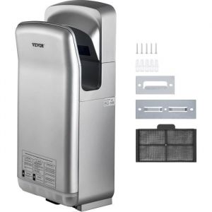 VEVOR Sèche-Mains Automatique à Air Pulsé 2000W ABS Grande Vitesse HEPA Argent