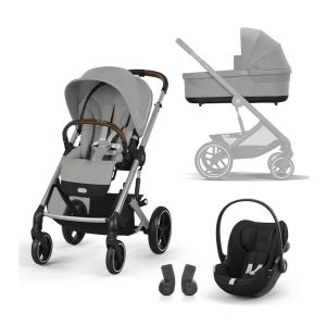 Cybex Pack Balios poussette S Lux + nacelle Cot S + siège-auto i-Size cloud G avec connecteurs Stone Grey - Gris