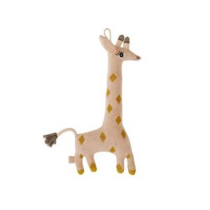 Image de Oyoy living Peluche girafe rose en coton et polyester H15x32x5cm